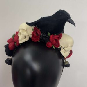 Floral Headband: Small Skulls w Crow