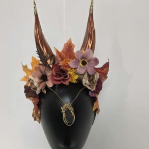 Long Horn Diadem: Copper Autumn Acorn
